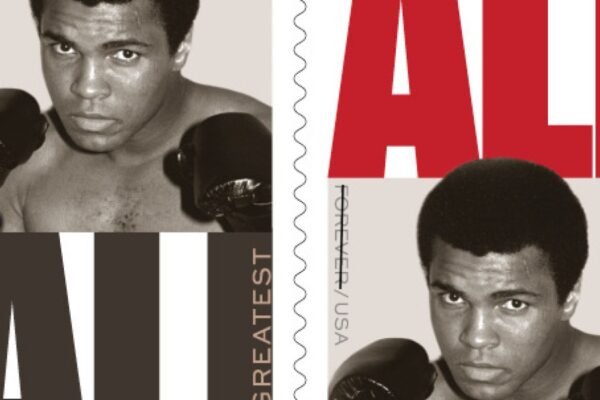 Muhammad Ali brincou que deveria estar em um selo porque 'essa é a única maneira de eu ser lambeado.' Pedido atendido.